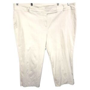 Lane Bryant Plus Size 28 Capri Pants Cream‎ Trousers Pockets Stretch White 461